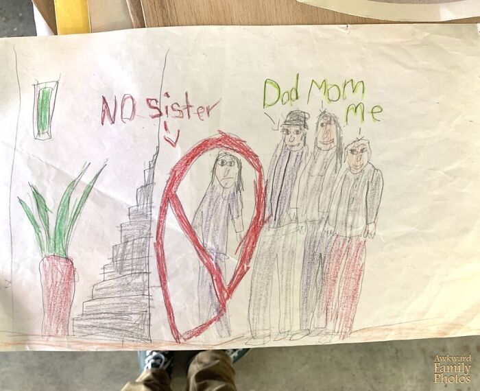 “Drew This When I Was In First Grade, Circa 1993. Needless To Say, I Wasn’t The Biggest Fan Of My Sister At The Time.”⁠