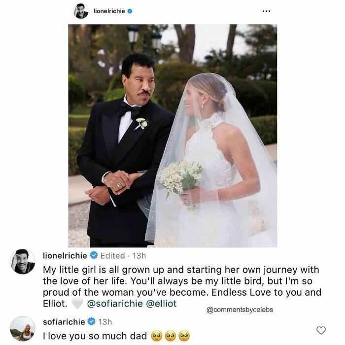 Celeb shares heartfelt wedding moment with daughter in bridal gown.