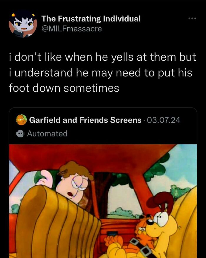 Comic panel from Garfield shows a humorous scene about setting boundaries, related to funny memes unbruhthered.