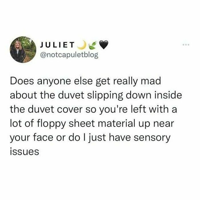 Text meme about frustration with duvet slipping, related to funny Ireland memes.