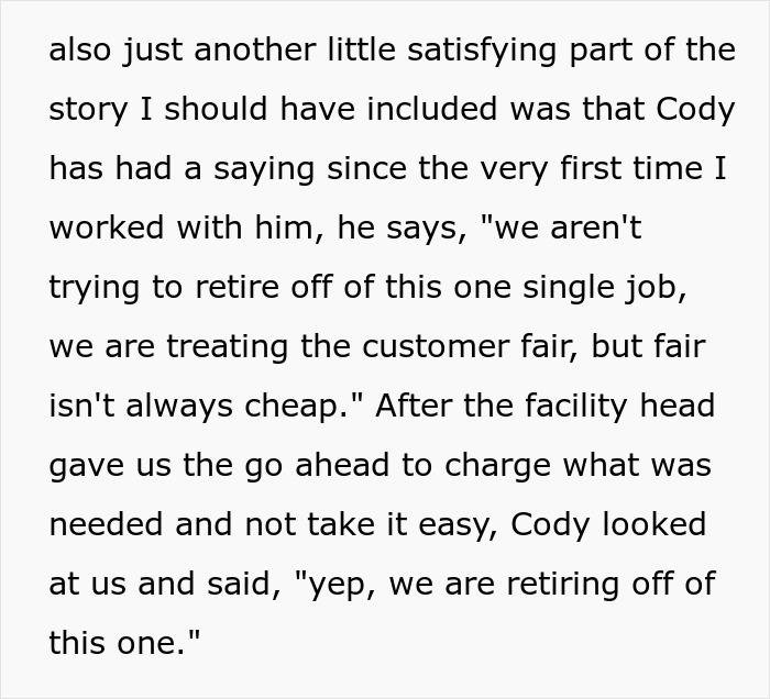 Text excerpt about working-too-fast and malicious compliance shared by Cody. Text excerpt about working-too-fast and malicious compliance shared by Cody.