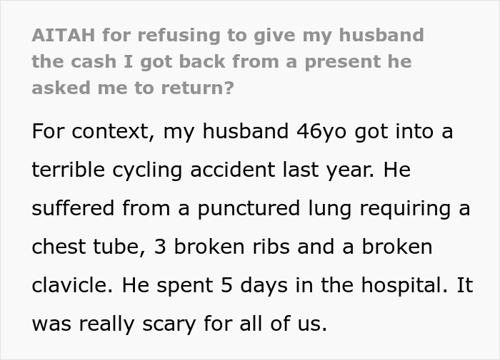 Wife Gives Hubby Thoughtful Present After Accident, He Doesn&rsquo;t Like It And Asks For Cash Instead