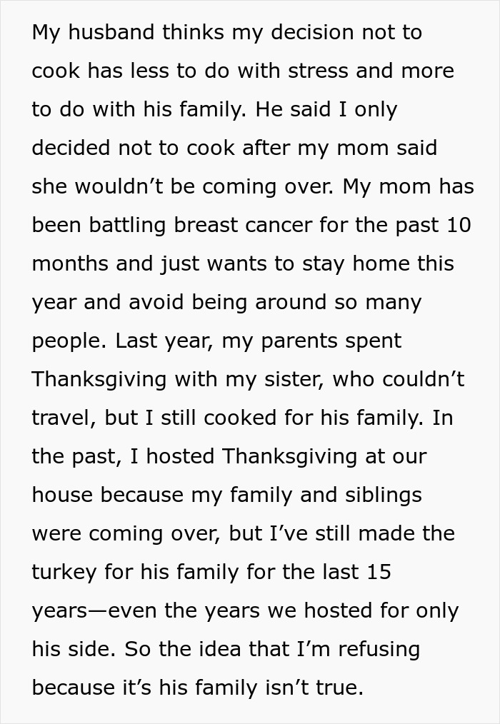 Burned-Out Woman Asks For Advice After Refusing To Cook Thanksgiving Lunch After 15 Years