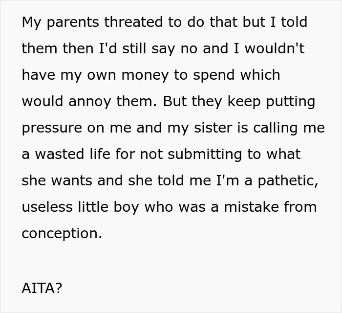 Text exchange about family conflict and demands related to name change and nanny role.