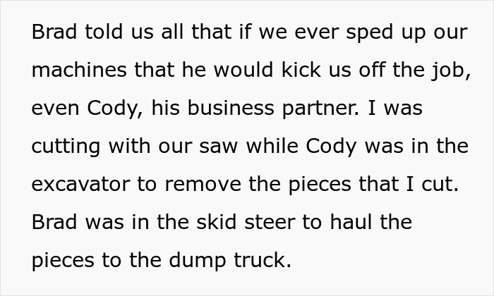 Text describing a scenario of working alongside business partners with a focus on machine speed and potential consequences. Text describing a scenario of working alongside business partners with a focus on machine speed and potential consequences.