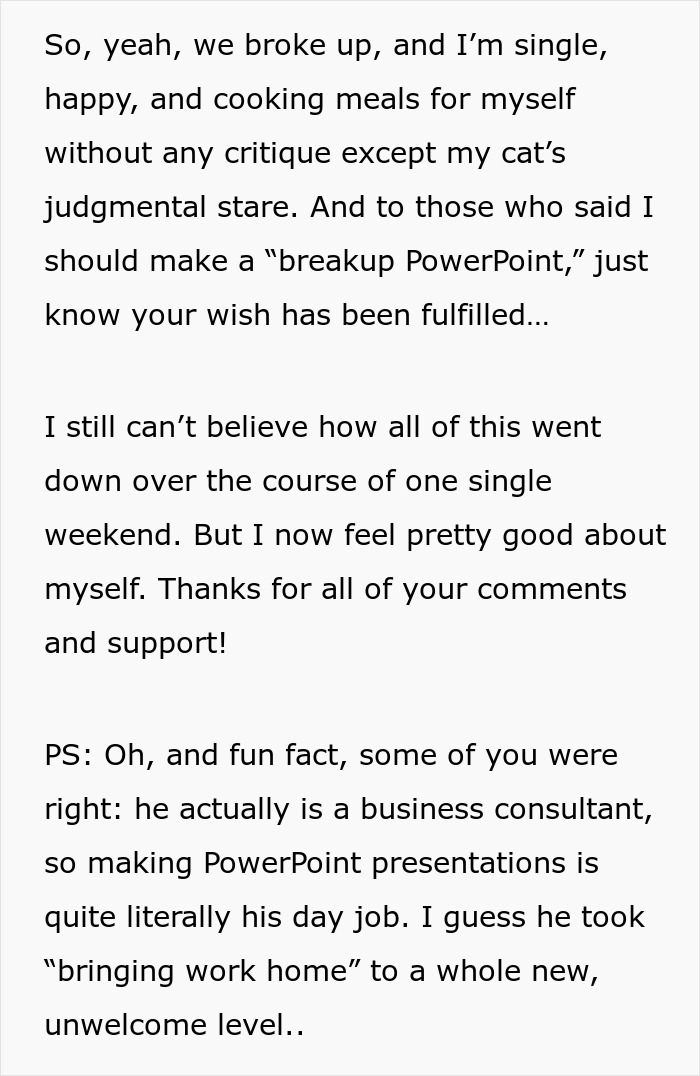 Man Thinks Criticizing GF&rsquo;s Food With A Presentation Is Funny Until She Gives One To Him