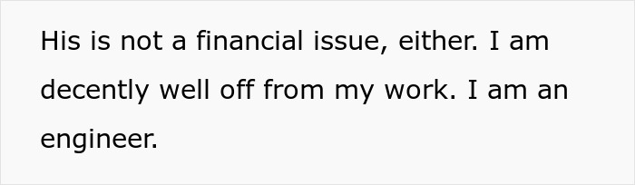 Text discussing financial stability and career as an engineer, related to starting a family.