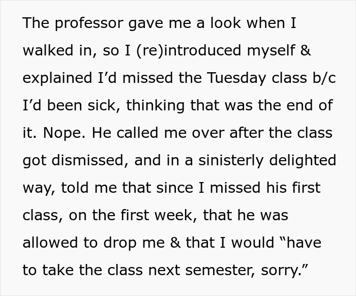 Text recounts a college student&rsquo;s encounter with a professor known for humiliating others.