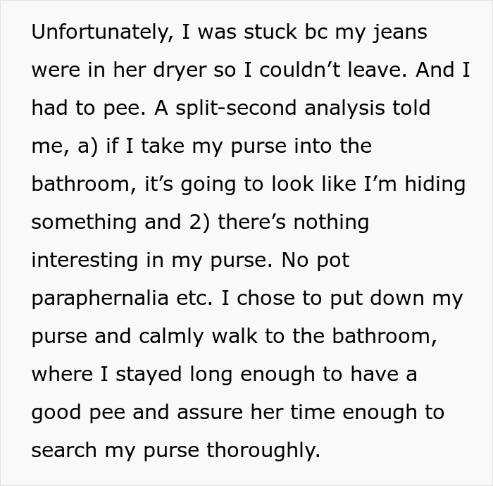 Text describing a situation where a woman suspects her MIL is searching her belongings.