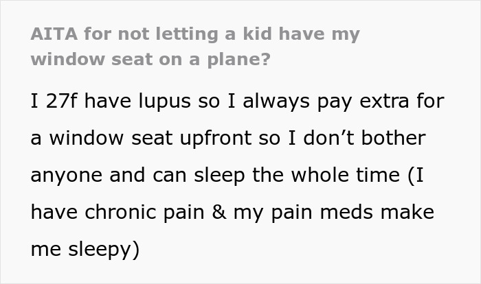 “I Paid Extra To Have This Specific Seat”: Woman With Lupus Refuses To Hand Kid Her Window Seat “I Paid Extra To Have This Specific Seat”: Woman With Lupus Refuses To Hand Kid Her Window Seat