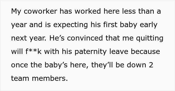 Man Furious At Childfree Coworker For Ruining His Paternity Leave, Gets A Reality Check Man Furious At Childfree Coworker For Ruining His Paternity Leave, Gets A Reality Check