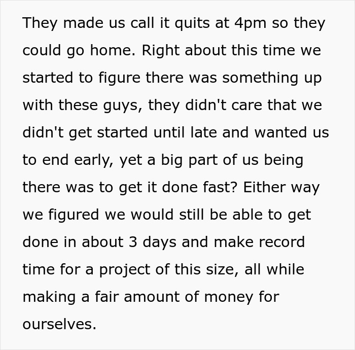 Text discussing working too fast and experiencing malicious compliance in a project setting. Text discussing working too fast and experiencing malicious compliance in a project setting.