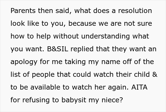 Aunt Wrongly Takes Heat From Folks For 'Poor Babysitting,' Refuses To Help Them With Niece At All Aunt Wrongly Takes Heat From Folks For 'Poor Babysitting,' Refuses To Help Them With Niece At All