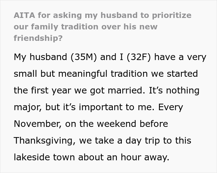 Text discussing the importance of prioritizing family traditions over new friendships.