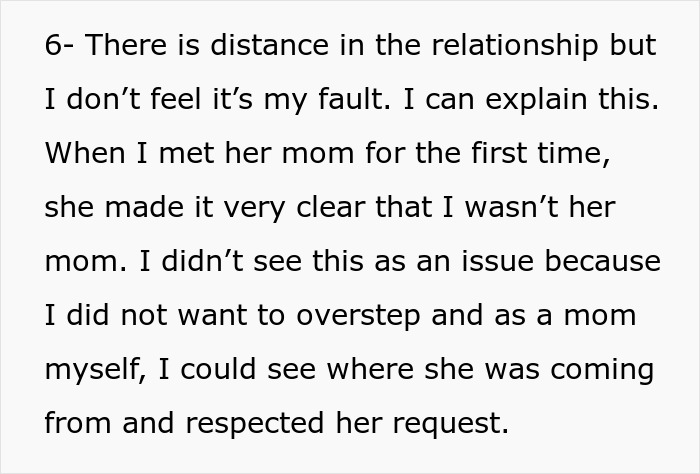 Text discussing distance in a relationship, respecting boundaries, and parental roles in a complex family dynamic. Text discussing distance in a relationship, respecting boundaries, and parental roles in a complex family dynamic.