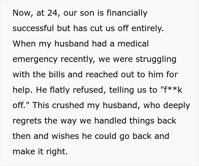 “My Husband Is Heartbroken”: Son Refuses To Pay Dad’s Bills After Harsh Punishment In His Teens “My Husband Is Heartbroken”: Son Refuses To Pay Dad’s Bills After Harsh Punishment In His Teens