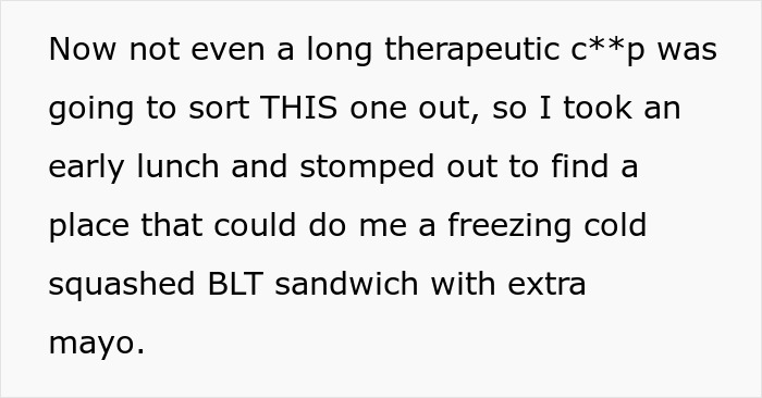 Text about taking an early lunch and seeking a BLT sandwich. Text about taking an early lunch and seeking a BLT sandwich.