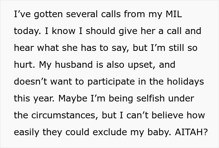 &ldquo;AITAH For Being Hurt That MIL Wanted To Exclude My Daughter From [Holidays] To Protect My SIL?&rdquo;