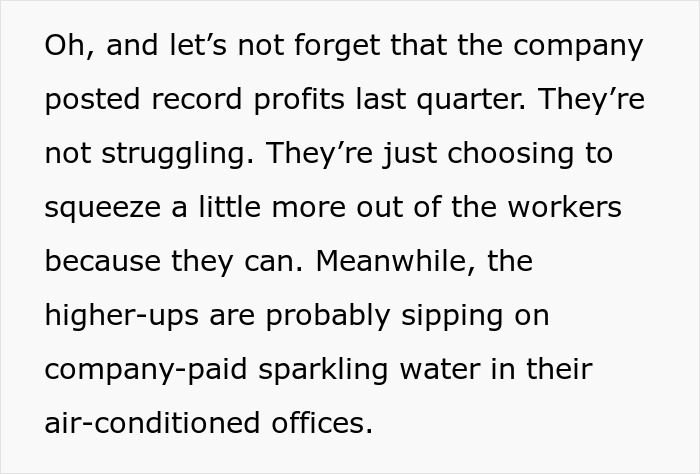 Boss Decides Warehouse Workers Don't Deserve Free Water Anymore, Flaunt Profits As Workers Suffer