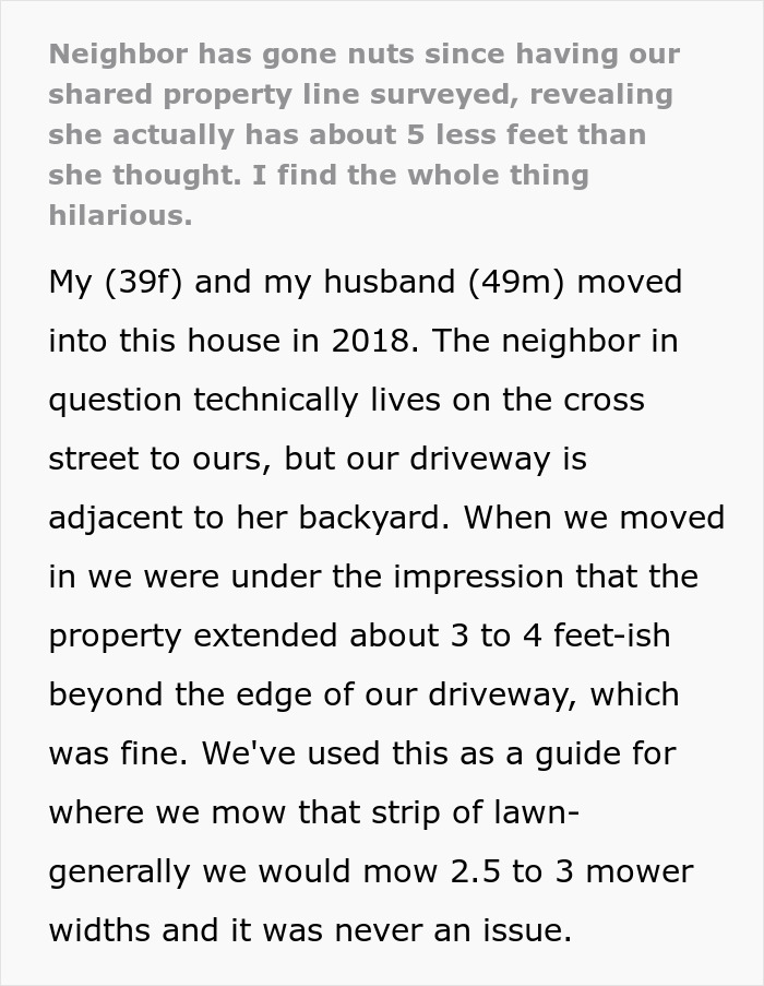 &ldquo;Has Gone Nuts&rdquo;: Boomer Gets A Land Survey, Discovers 5 Ft Of Her Yard Belongs To Neighbors