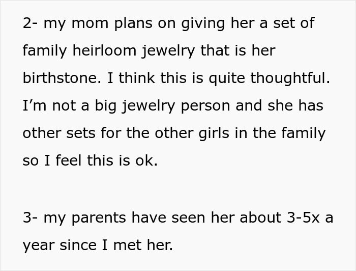 Text about heirloom jewelry and family dynamics involving husband's daughter and parents. Text about heirloom jewelry and family dynamics involving husband's daughter and parents.
