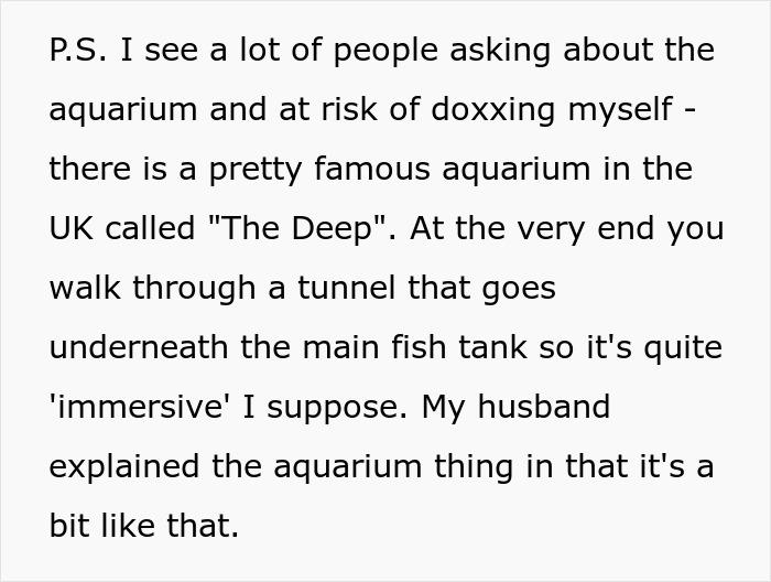 Text about a famous aquarium in the UK compared to a husband's gaycation experience.
