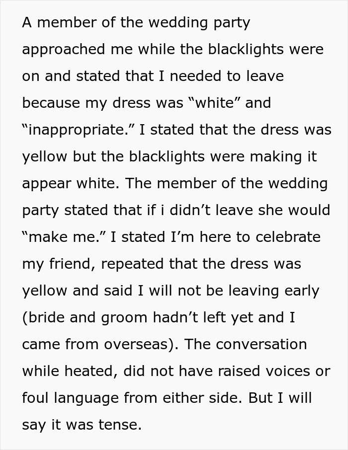 &ldquo;Incredibly Embarrassed&rdquo;: Woman&rsquo;s Dress Changes Color At The Wedding, Is Told To Get Out