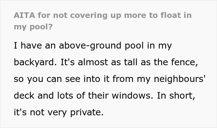 Husband Laughs After Neighbor Asks His Pregnant Wife To Cover Up While Swimming In Her Own Pool
