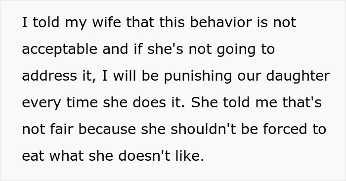 Text discussing frustration over wife’s complaints about food choices. Text discussing frustration over wife’s complaints about food choices.