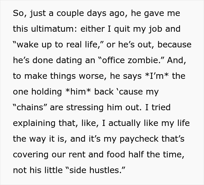 Guy Gives GF An Ultimatum, Left In Shock When She Chooses A &ldquo;Soul-Sucking&rdquo; Job Over Him