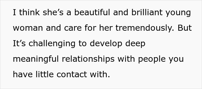 Text about challenges of forming deep relationships with limited contact, related to hypocritical husband's family dynamics. Text about challenges of forming deep relationships with limited contact, related to hypocritical husband's family dynamics.