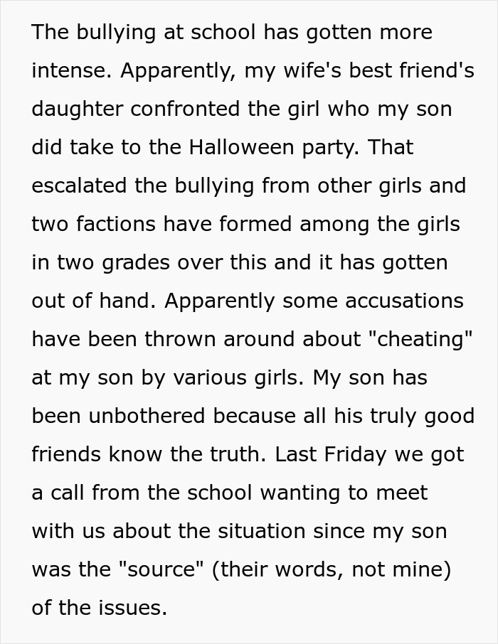 Dad supports son amidst school bullying drama over family friend&rsquo;s daughter.