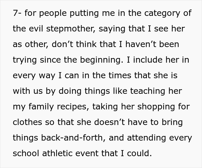 Text about efforts of a woman supporting her husband's daughter, addressing being labeled as an "evil stepmother. Text about efforts of a woman supporting her husband's daughter, addressing being labeled as an "evil stepmother.