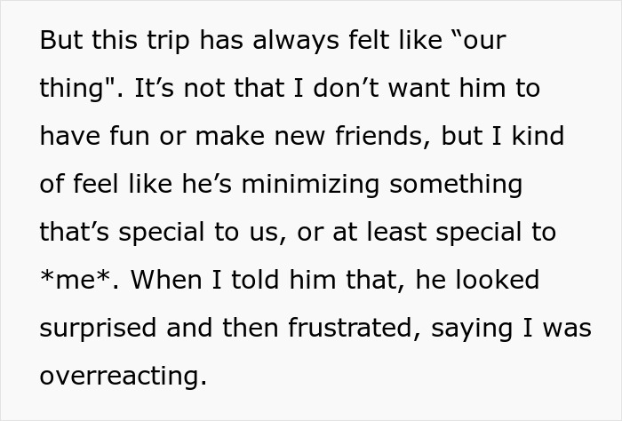 Text discussing family tradition and new friendship conflict.