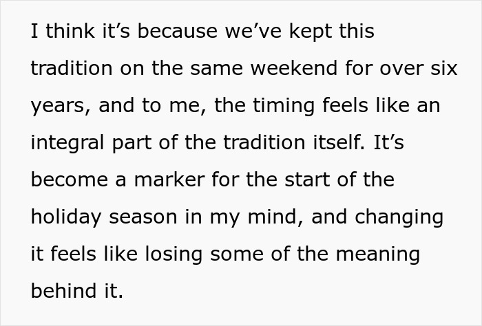 Text highlighting family tradition's significance and timing.