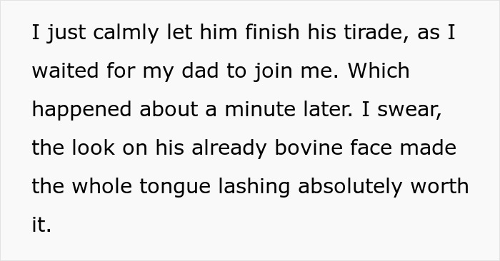 Text about an altercation involving a police officer parking in a handicapped spot, confronted by a person in a wheelchair.