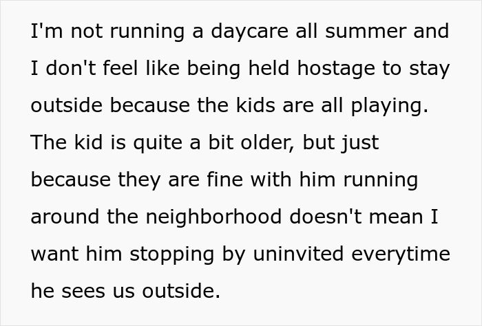 Text expressing concerns about kids playing alone in the neighborhood during summer. Text expressing concerns about kids playing alone in the neighborhood during summer.
