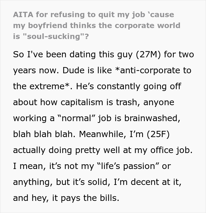 Guy Gives GF An Ultimatum, Left In Shock When She Chooses A &ldquo;Soul-Sucking&rdquo; Job Over Him