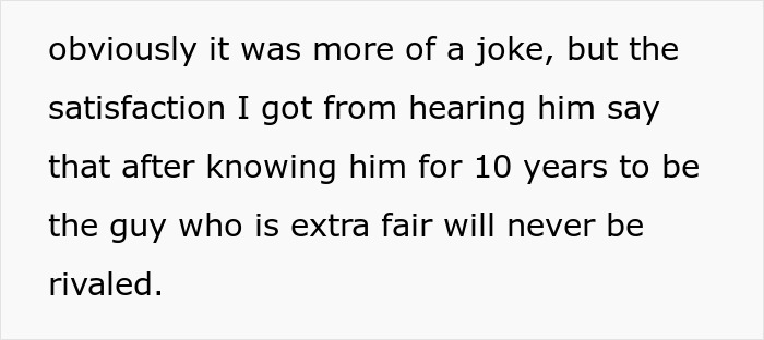 Text highlighting satisfaction from working too fast, reflecting on fairness and a 10-year relationship. Text highlighting satisfaction from working too fast, reflecting on fairness and a 10-year relationship.
