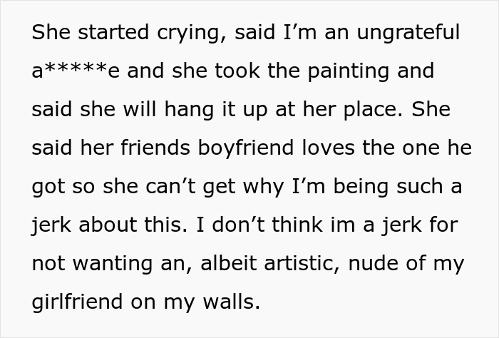 "A Homemade Piece Of Artwork": Guy Hates GF's Birthday Gift, Says It Makes Him Uncomfortable "A Homemade Piece Of Artwork": Guy Hates GF's Birthday Gift, Says It Makes Him Uncomfortable