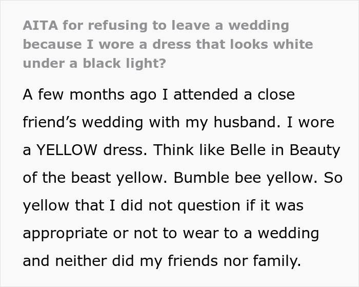 &ldquo;Incredibly Embarrassed&rdquo;: Woman&rsquo;s Dress Changes Color At The Wedding, Is Told To Get Out