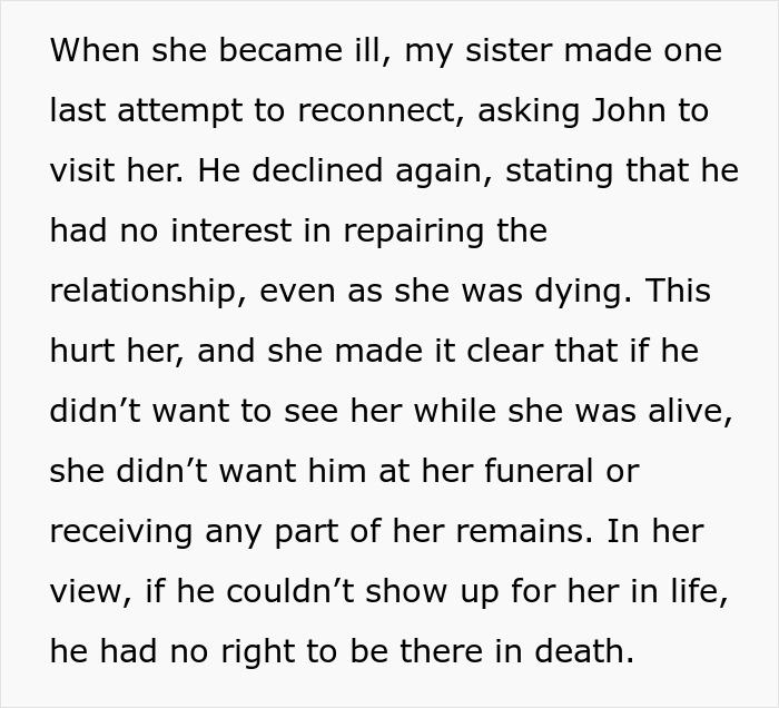 Late Sister's Last Wish Of Banning Bro From Funeral Causes Drama After Sibling Complies