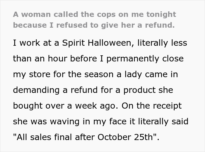 Customer Commits “Return Fraud”, Calls The Cops On Sales Agent Customer Commits “Return Fraud”, Calls The Cops On Sales Agent