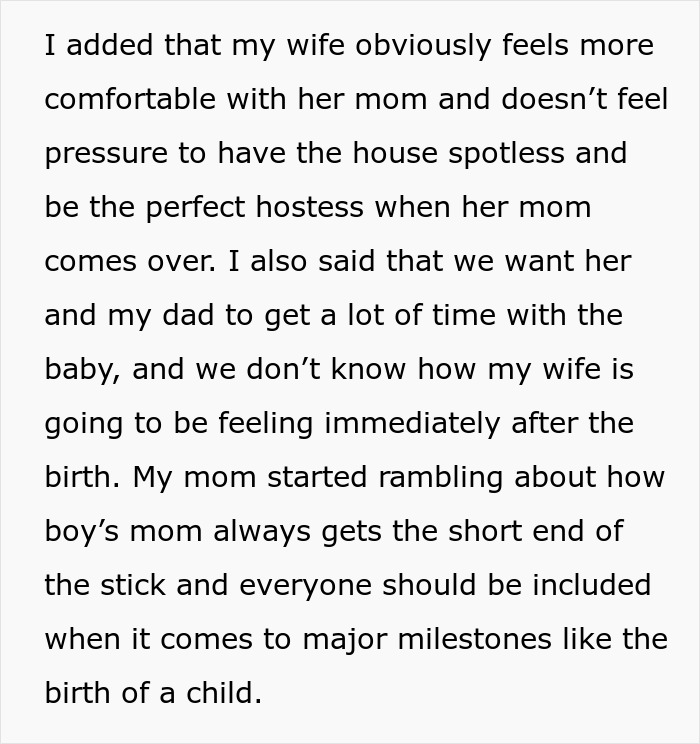 Text exchange discussing feelings and family dynamics after a woman's decision regarding meeting the baby.