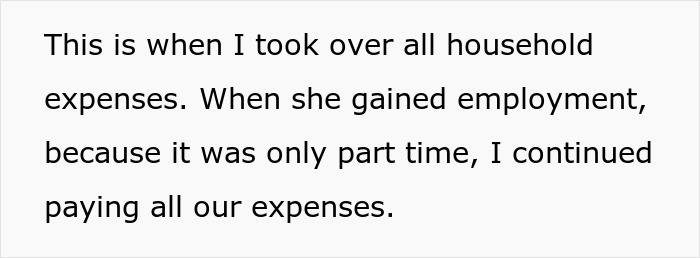 Text about managing household expenses and part-time employment.