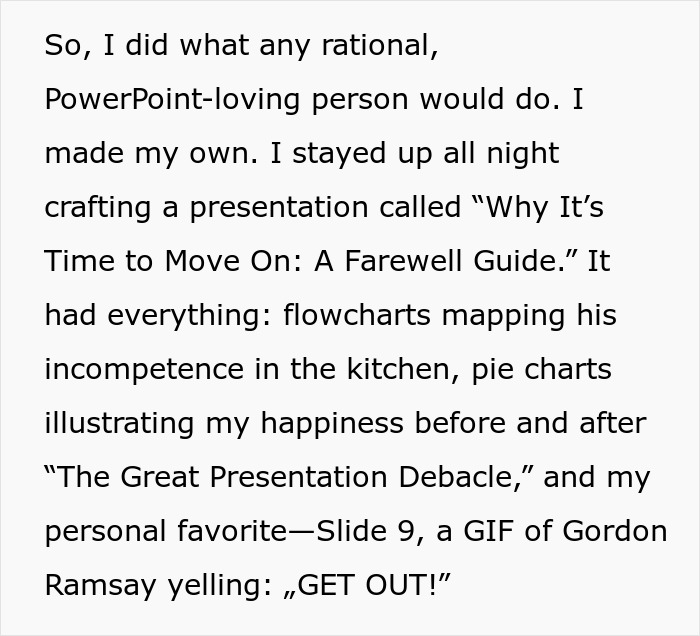 Man Thinks Criticizing GF&rsquo;s Food With A Presentation Is Funny Until She Gives One To Him