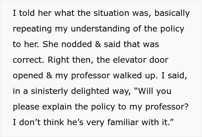 Text dialogue of college student discussing policy strategy with professor.