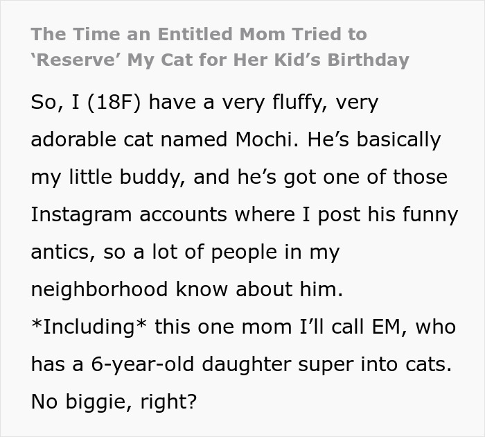 Mom Wants To Force Neighbor to Give Her Cat For Kid's B-Day Party Six Ways To Sunday, Drama Ensues Mom Wants To Force Neighbor to Give Her Cat For Kid's B-Day Party Six Ways To Sunday, Drama Ensues