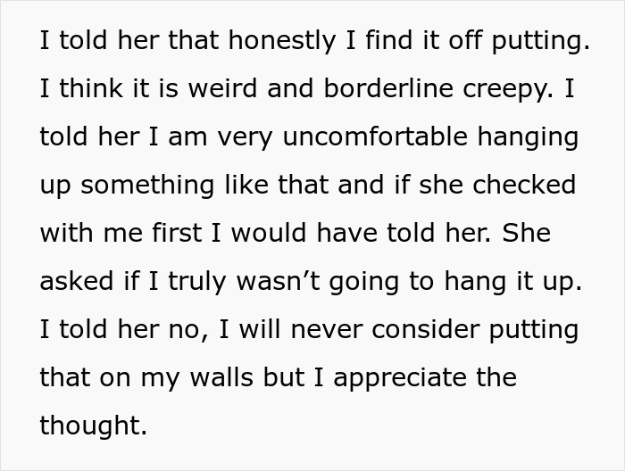 "A Homemade Piece Of Artwork": Guy Hates GF's Birthday Gift, Says It Makes Him Uncomfortable "A Homemade Piece Of Artwork": Guy Hates GF's Birthday Gift, Says It Makes Him Uncomfortable