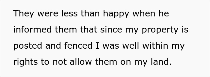 Text about a farmer asserting his rights to HOA, emphasizing property boundary and ownership.